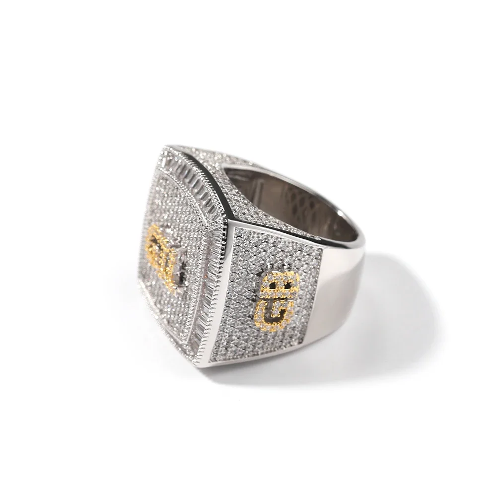 DIY Custom 1-9 A-Z Letters Ring Full Iced Out Cubic Zirconia Personalized Name Party Rings Men Women Hip Hop Jewelry