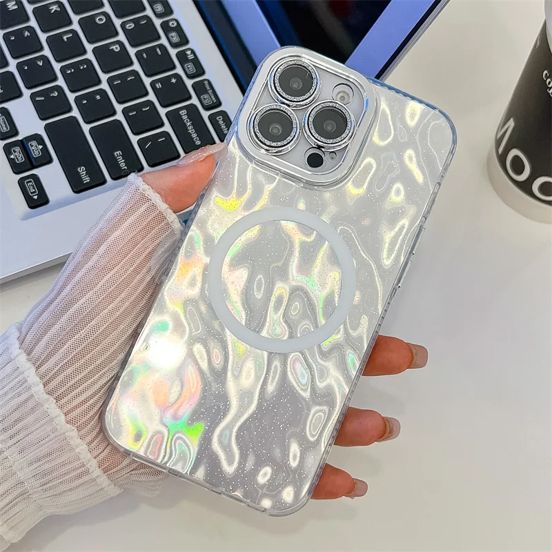 Magnetic Laser Glitter Phone Case For Iphone With Magsafe Support_voghion.com