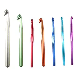 Premium Aluminum Large Crochet Hook Set - 7 Sizes (6.5mm to 15mm) (WHITE)