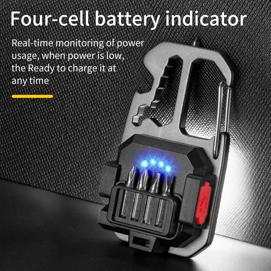Keychain Flashlight, USB-C Rechargeable Magnetic Work Light, Multifunctional Toolbox for Outdoor Travel and Emergency Lighting