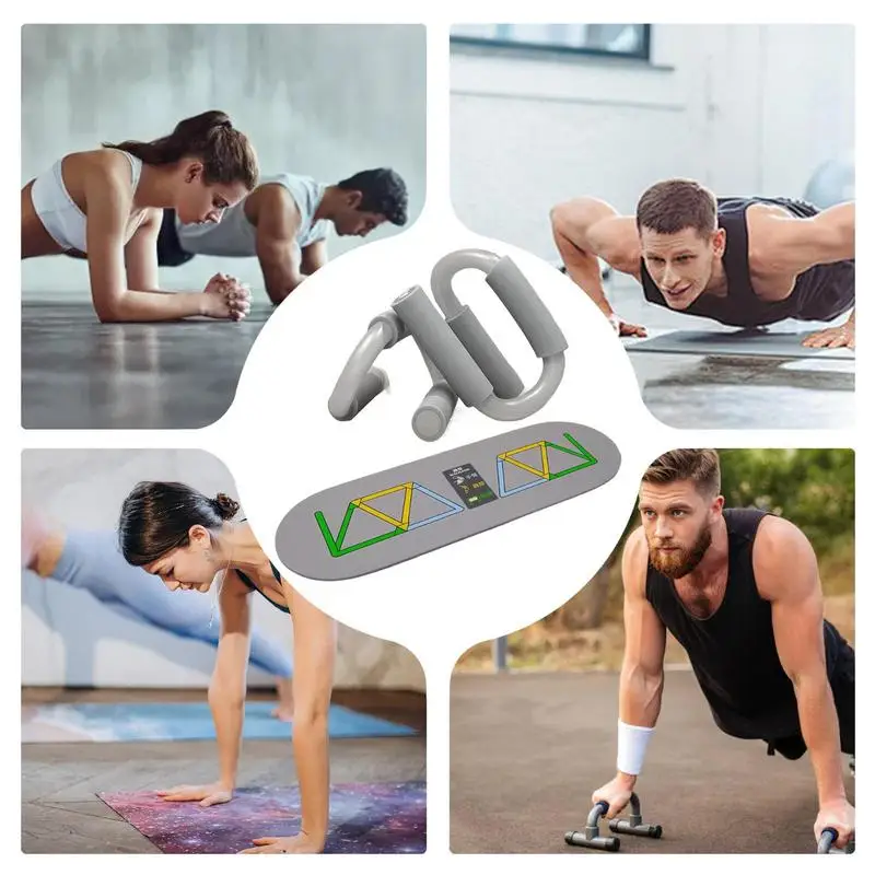 Strength Training Pushup Stands S Shape Pushup Handles Stand Home Gym Accessories Professional System With Non-Slip Mat For