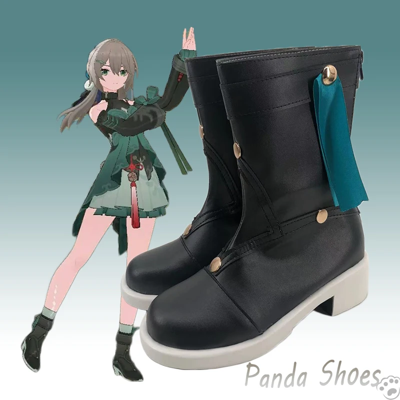 

Honkai Star Rail Qingque Cosplay Shoes Anime Game Cos Black Boots Qing Que Cosplay Costume Prop Shoes for Con Halloween Party