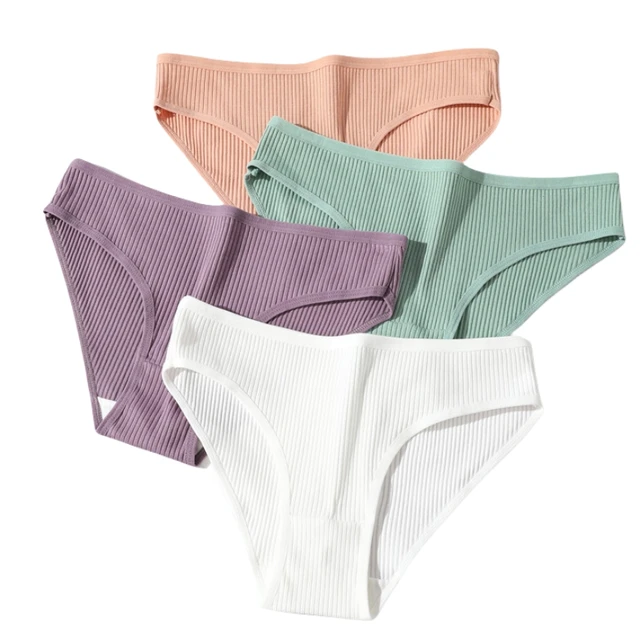 Seamless Panties Ribbed Cotton Briefs Ladies Low Waist Bikini Panty Sports  Underwear Girls Breathable Solid Color Underpants - AliExpress