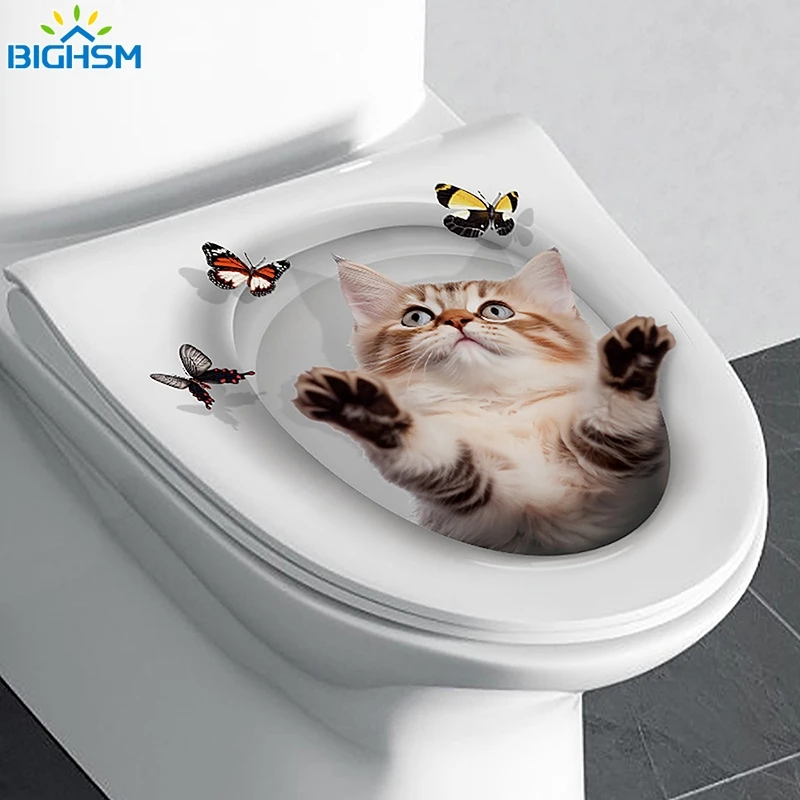 Toilet Seat Stickers 1Pc PVC Water Resistant Toilet Lid Sticker Novelty Creative Funny Toilet Seat Decals Squirrel Wc Self Adhesive Sticker Decor