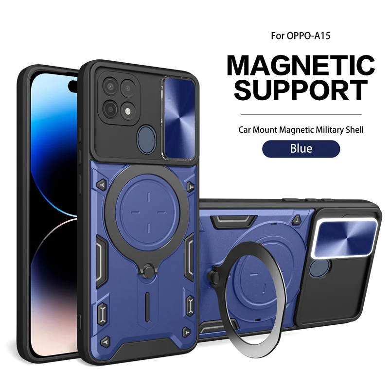 

For OPPO A15 A15S Case Shockproof Armor Car Magnet Ring Phone Case for OPPO A 15 A15 Soft Case A15S OPPOA15 CPH2185 Back Cover