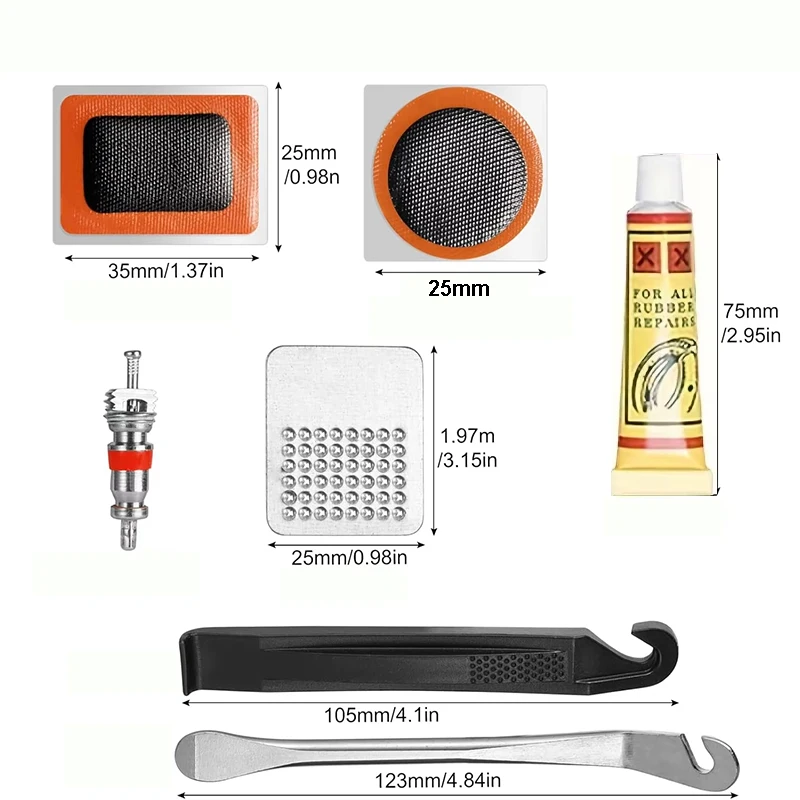 Universelles Reifenreparaturset – Pro-Patch- und Vulkanisationsset für Fahrräder, Motorräder und Geländefahrzeuge, Schlauch-Notfallbefestigung – Detail 6