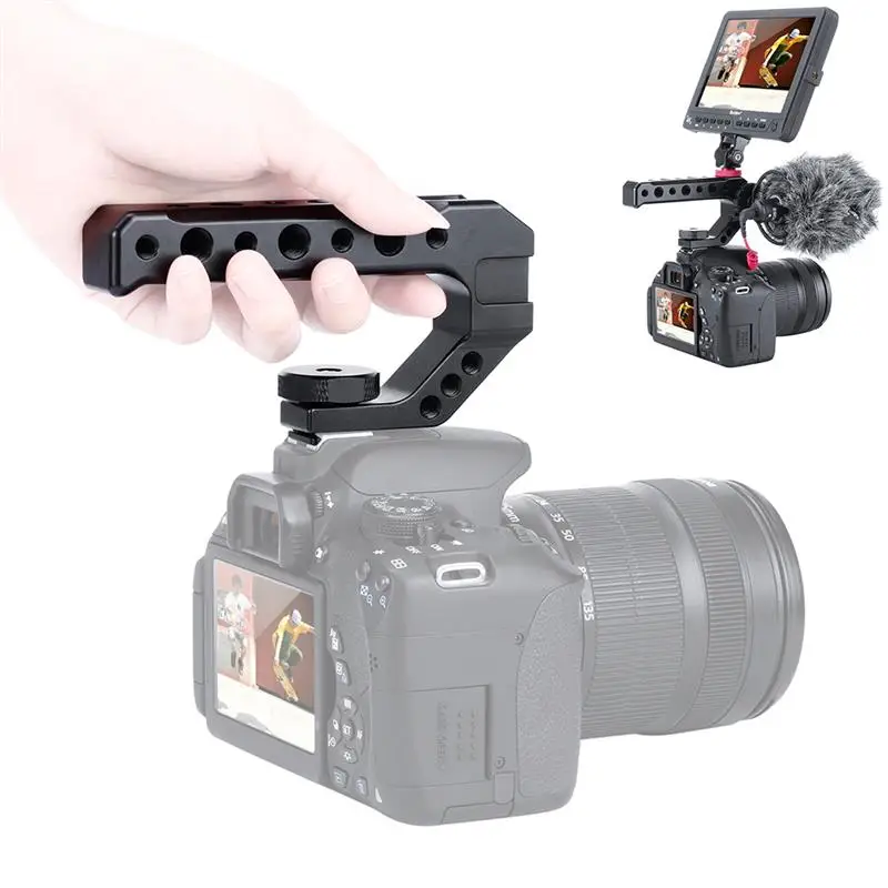Impugnatura Superiore In Alluminio Dslr Con Supporto Per Scarpe Fredde 1/4 ''3/8'' Per Monitor Microfono Luce Video A Sony A6400 6300 Nikon Canon