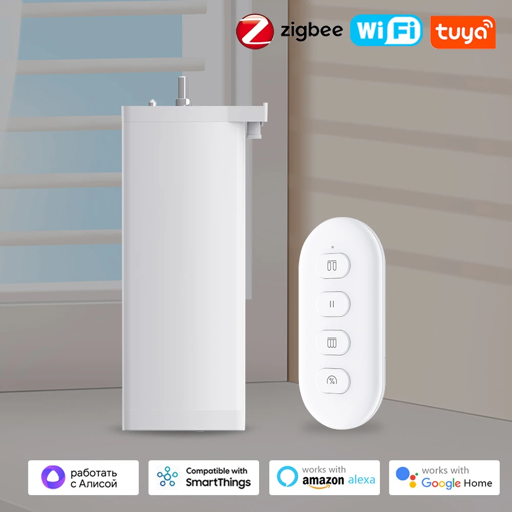 มอเตอร์ม่านไฟฟ้าอัจฉริยะ Tuya Smart WiFi/Zigbee ขนาด 15 ซม. แบบเงียบ พร้อมรีโมท รองรับ Alexa, Google, Alice และ SmartThings 1