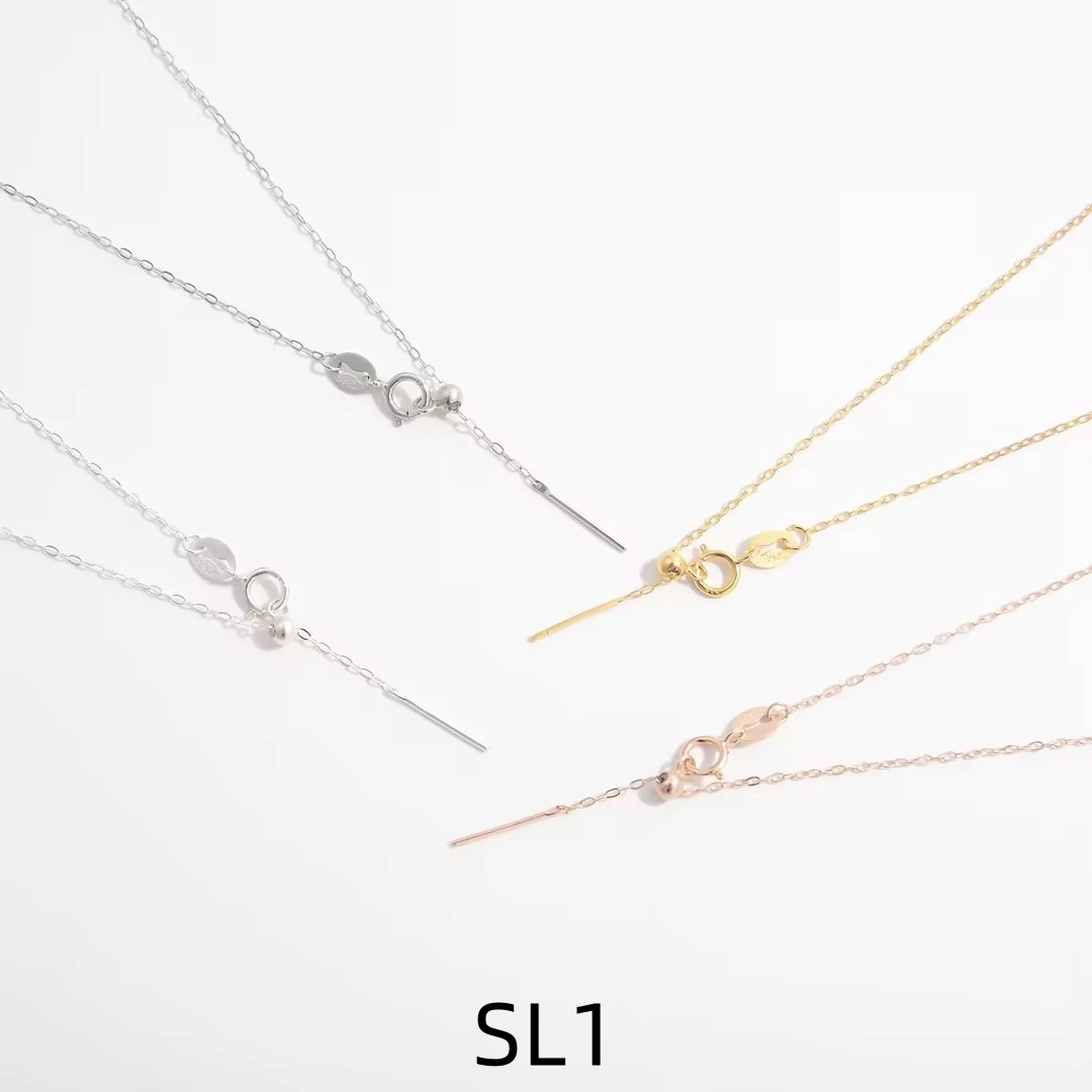 Zhukou, echte reine s925 Sterling silber einfache o Form Schlüsselbein Halskette für DIY Anhänger verstellbare Länge Damen Halskette sl1 – Detail 6