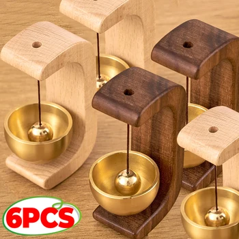 1/6x Wood Wind Chime Magnetic Suction Wooden Doorbell C-Shaped Wireless Entrance Door Bell for For Home Office Car Decoration 1