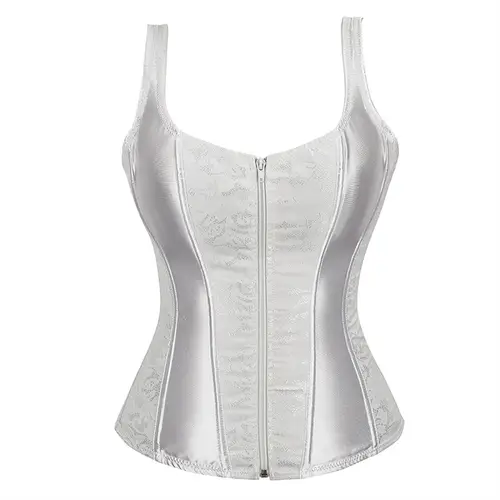 Women Corset with Straps Black Overbust Corset Plus Size Floral Jacquard Corset Zipper Top Gothic Steampunk Corset Bustier - Image 11