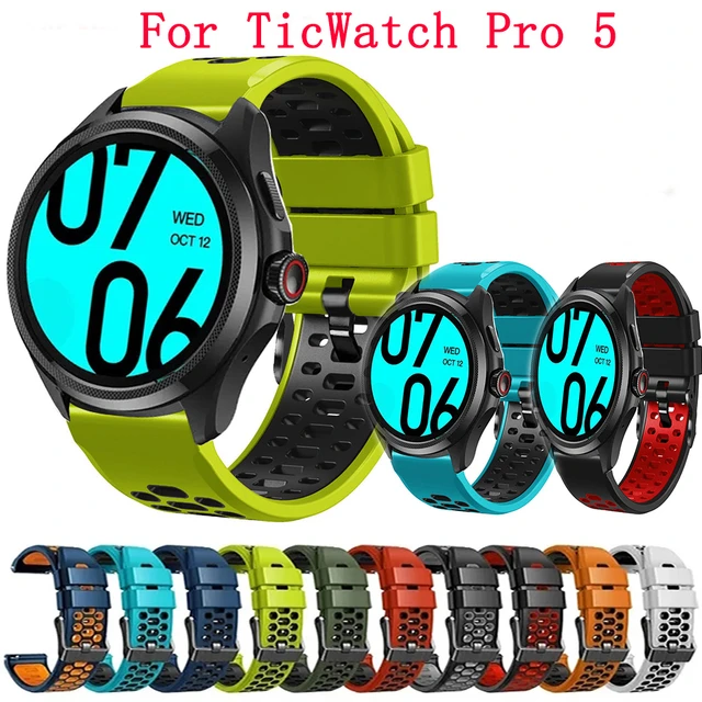 24mm Silicone Sport Watch Band Strap For TicWatch Pro 5 Wristband  Replacement For TicWatch Pro 5