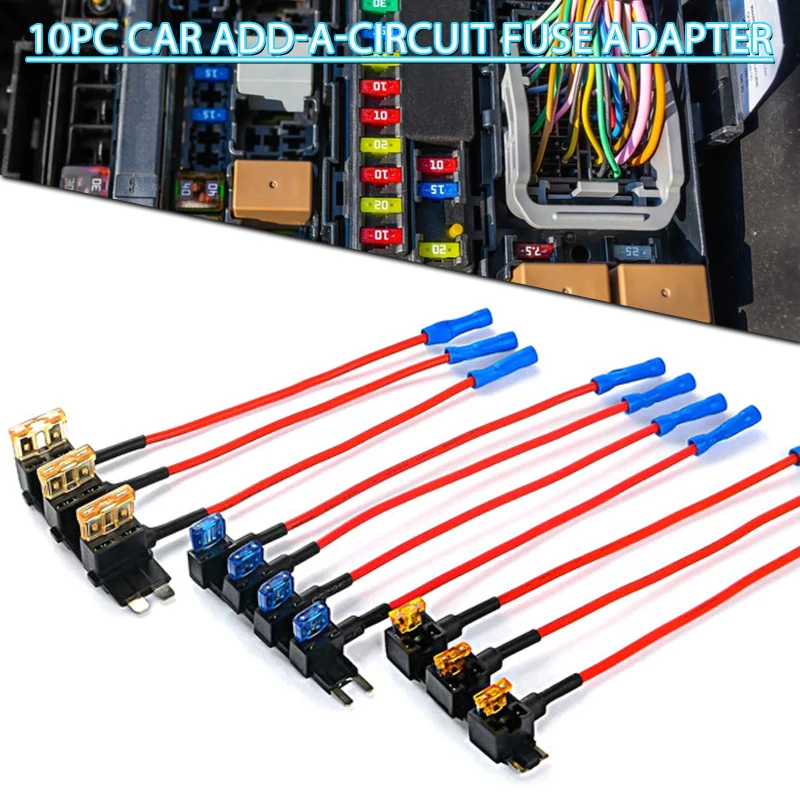 

New 12V Add-a-Circuit Fuse Adapter Wire Terminal Connector Suitable Car Alarm Remote Starter Car Locator Quick Easy Installation