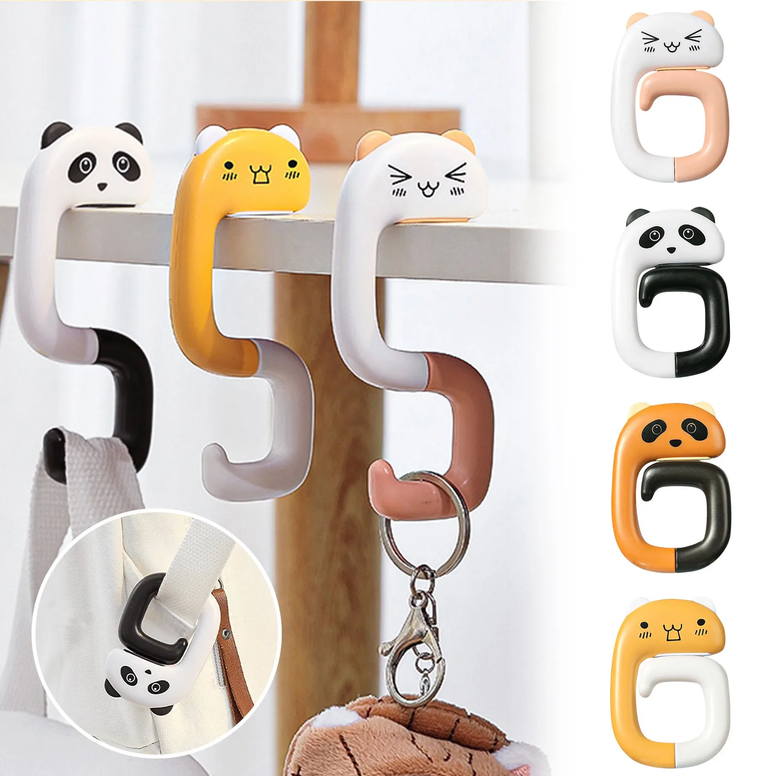 

Travel Portable Plastic Bag Cute Animal Hook For Hanging Decorative Table Purse Bag Hook Wall Hanger Holder Handbag Hanger