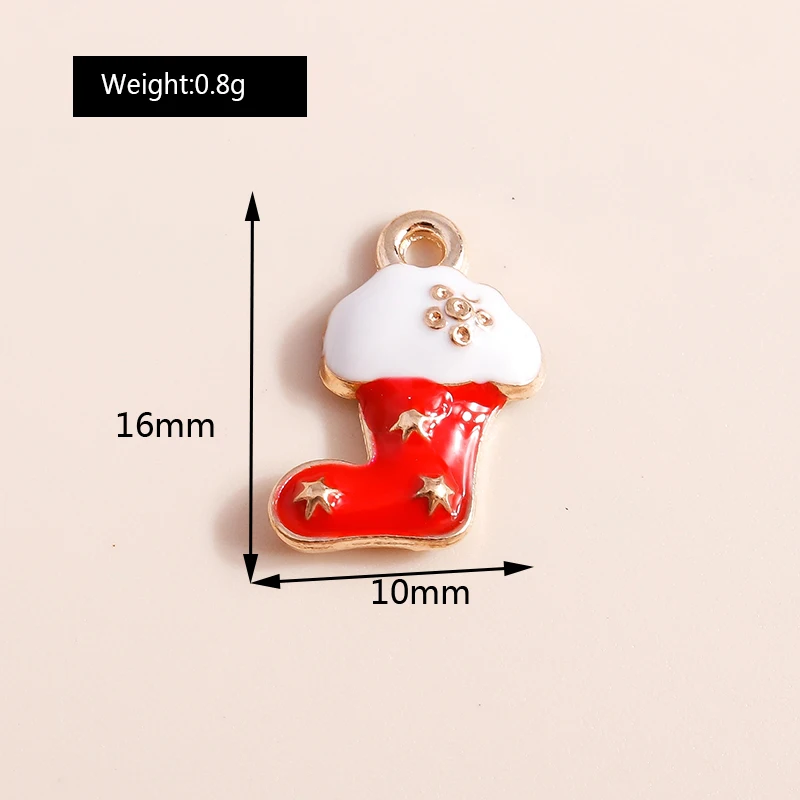 10 Stück süße Emaille Weihnachten Weihnachtsmann Charms Schneemann Glocke Anhänger für Halskette Ohrringe DIY Armband Schmuck Zubehör – Detail 29