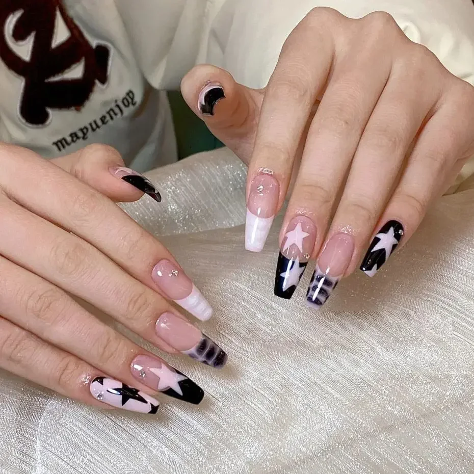 Irregular Pentagram Laser Shiny Nail Stickers - Self-Adhesive DIY Manicure Decals & Foils Wholesale Decor
