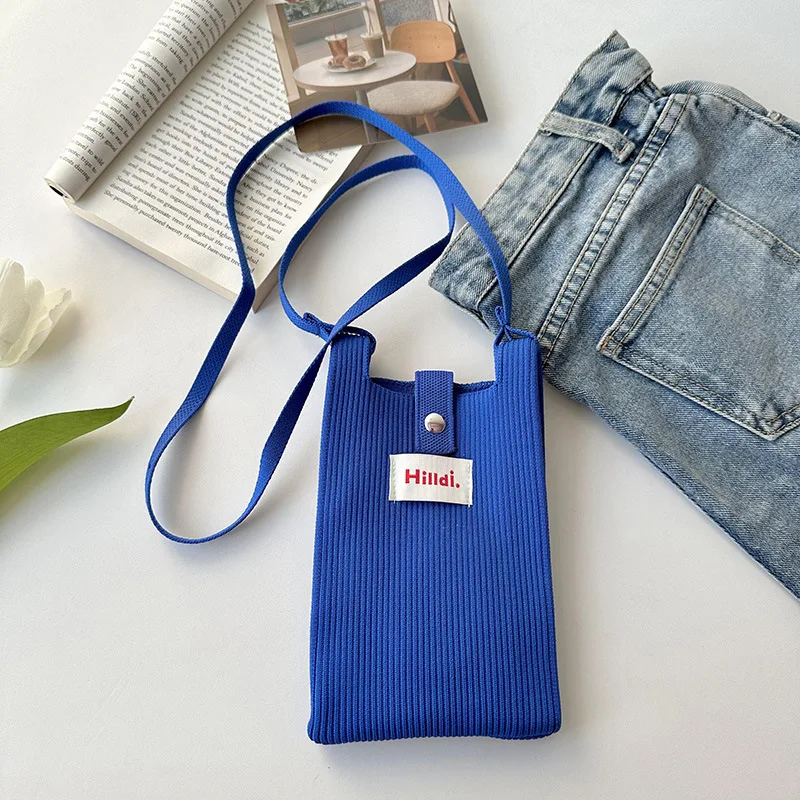 Solid Color Knitted Bag Mini Shoulder Bag Crossbody Phone INS Dopamine Small for Women Girls