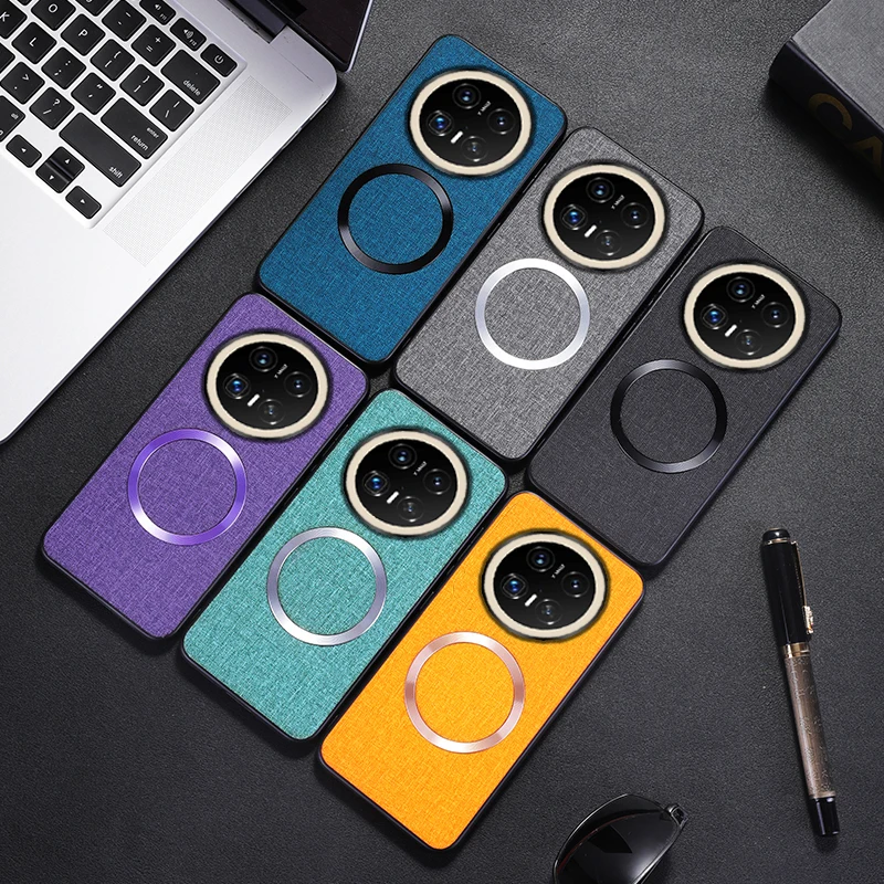 Magnetic TPU + PC Ultra-Thin Anti-Slip Woven Textile Cloth Pattern Case