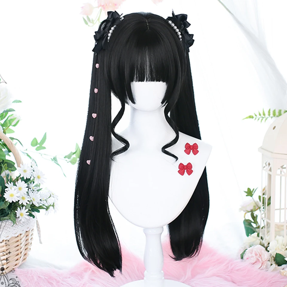 Synthetic Curly Ponytail Wig with Bangs for Women