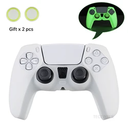 Premium Soft Silicone Protective Cover for PS5 Controllers with Thumb Grip Enhancements (Luminous green)