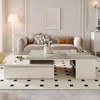 Extendable Tabletop Coffee Table , Modern from 51-Inch to 71-Inch Center Table for Living Room, Faux Marble Veneer 1
