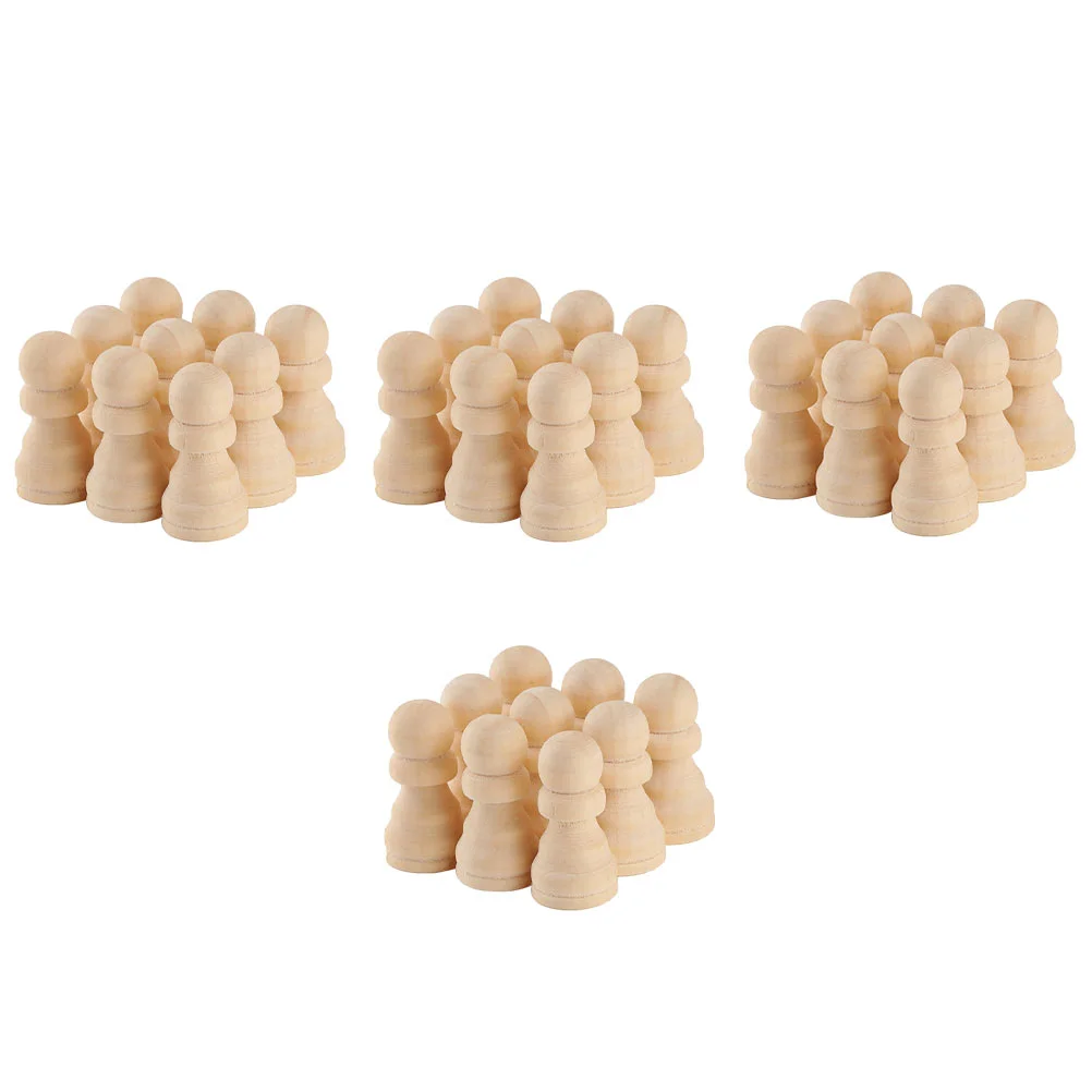 

50 Pcs Wooden Chess Pieces Kids Toys DIY Crafts Game Accessories Desktop Painting Child Graffiti Puppet