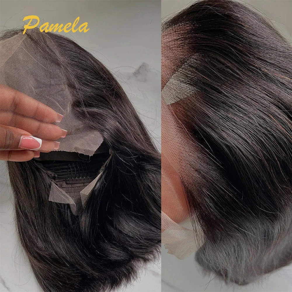 Double Drawn Glueless Wig Human Hair Straight Short Bob 4x4 9x6 Transparent Lace Closure Preplucked Princess Hair Wig For Women