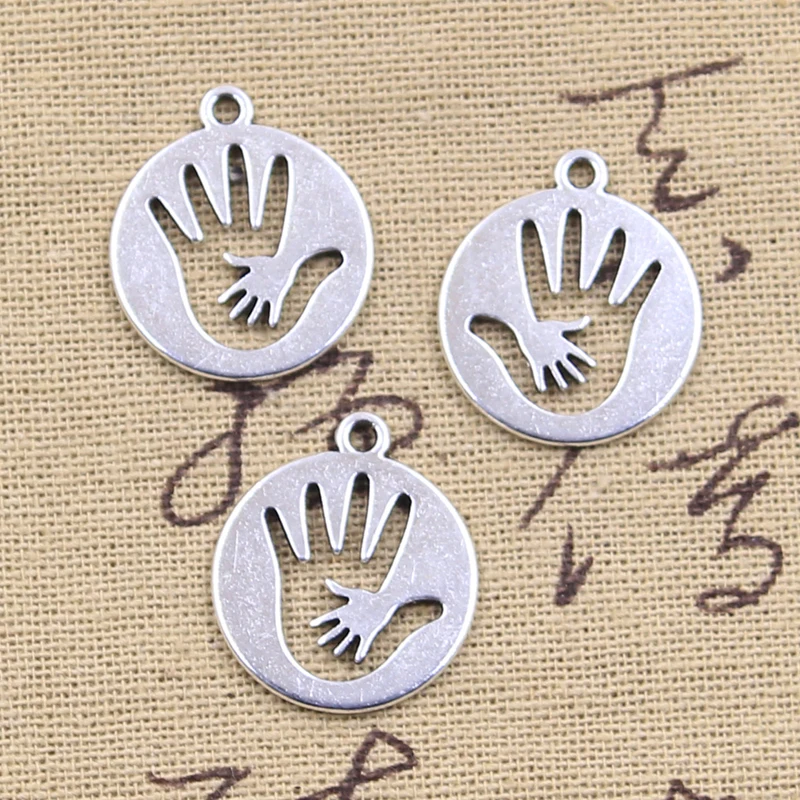 15pcs 매력 산모 사랑 어머니 팜 손 23x20mm 골동품 실버 컬러 펜던트 DIY 공예 수제 티베트 쥬얼리 만들기