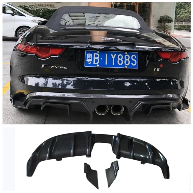 

For Jaguar F-TYPE 2014 2015 2016 2017 2018 2019 Real Car Carbon Fiber Trunk Bumper Rear Lip Diffuser Splitter Protector Cover
