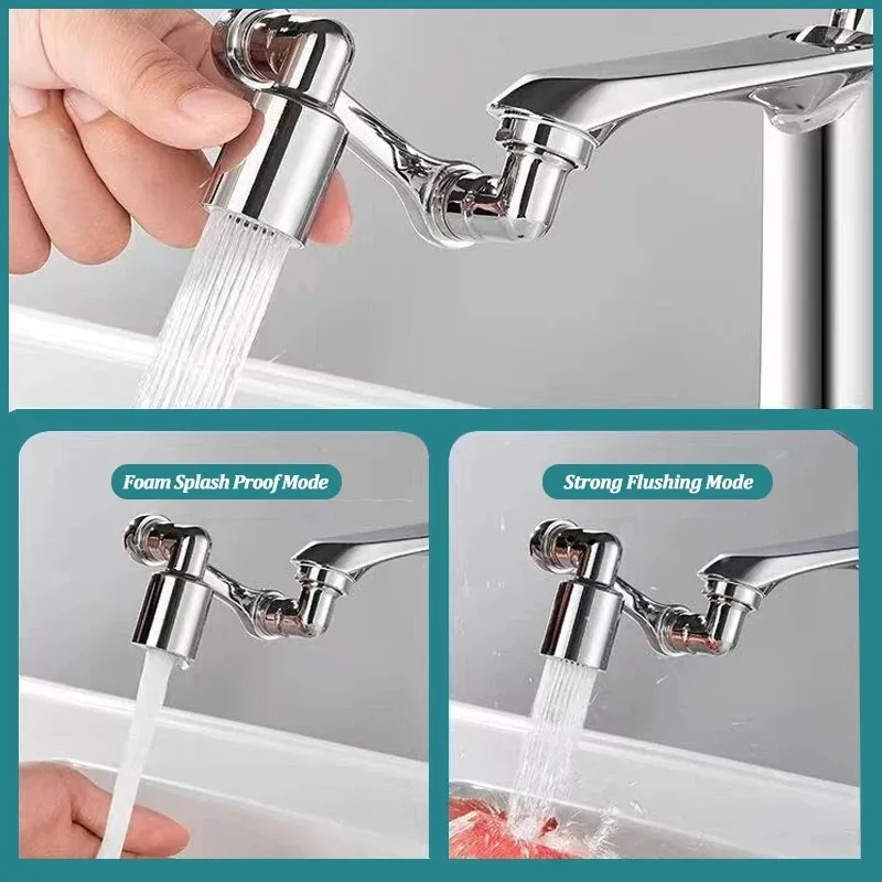 New 1440° Rotatable Scalable Metal Faucet Aerator Bathroom Splash-proof Bubbler Faucet Filter Nozzle Tap Saving Water Extender 2