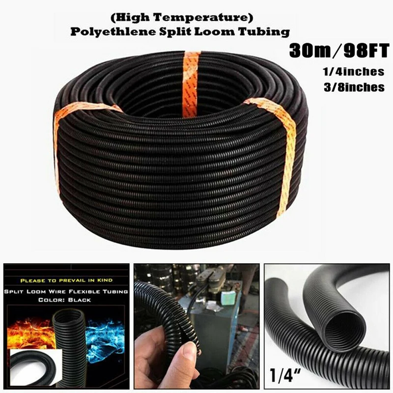 1X30M Split Loom Wire Protective Tube Conduit Hose Cover Electrical Cable