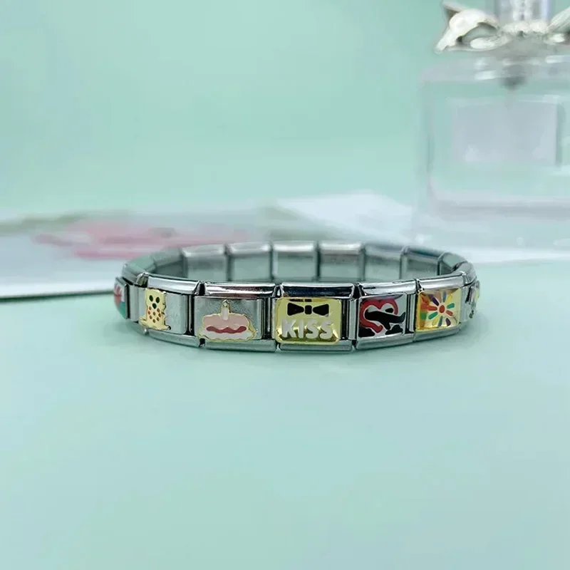 Hapiship Daisy Charm Brids Butterfly Flower Links Fit 9mm Bracelet Stainless Steel Diy Making DJTop56 charm bracelet
