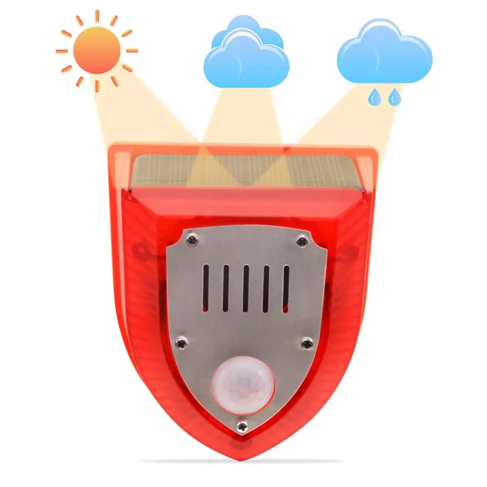 Solar Security Siren Outdoor Solar Security Siren 3 Modes Motion Sensor Alarm Animal Driver for Villa Farm Yard Garden