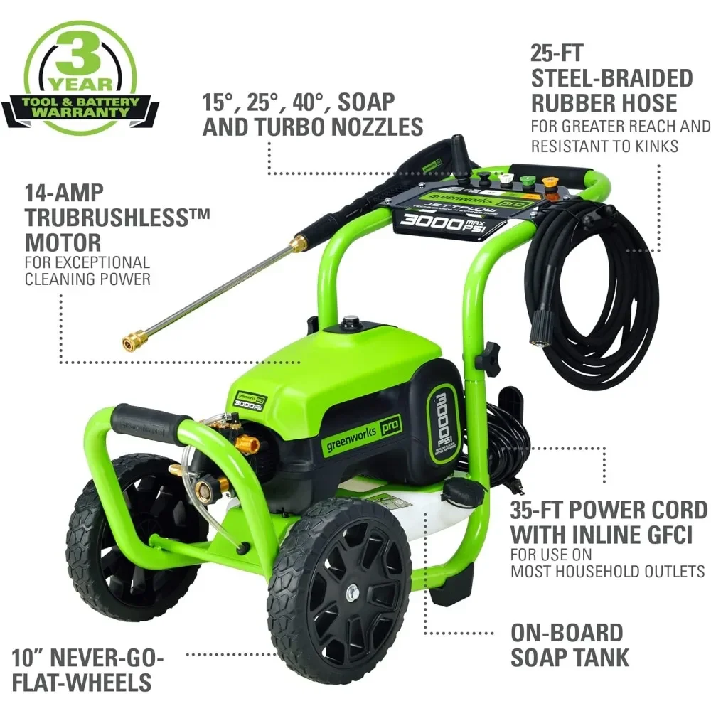 TruBrushless Electric Pressure Washer (PWMA Certified) Cordless Pressure Washer Heavy duty cast aluminum axial cam pump