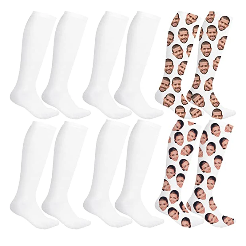 Sublimação Branco Printable Athletic Socks Personalizado Faça Você Mesmo Socks Natal e Ação de Graças Juventude Desporto 20 Pares