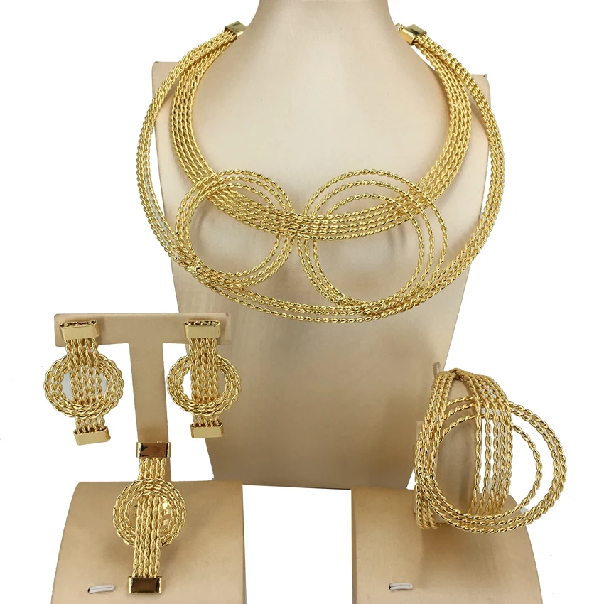 Hot Selling Brazilian 24K Gold Plated Jewelry Sets African Women