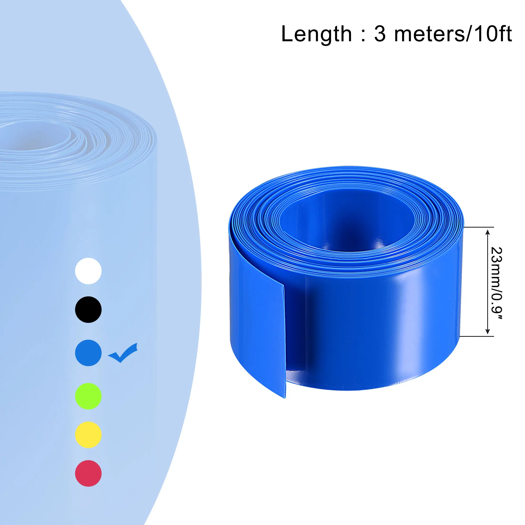 18650 리튬 배터리 열 수축 튜브 랩 커버 스킨 PVC 수축 튜브 필름 슬리브 절연 시스, 23-95mm 폭, 3 계량기