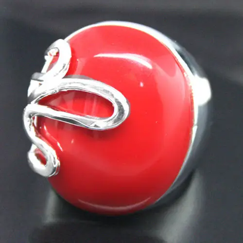 

wholesale good 17*21mm elegant man&woman RED CORAL 925 STERLING SILVER LUCKY RINCH RING SIZE 8/9/10