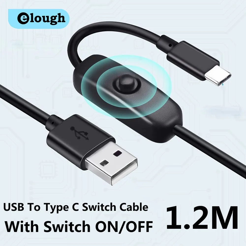 Universal USB to Type C Switch Cable 1.2M On/Off Button Switch Charging ...