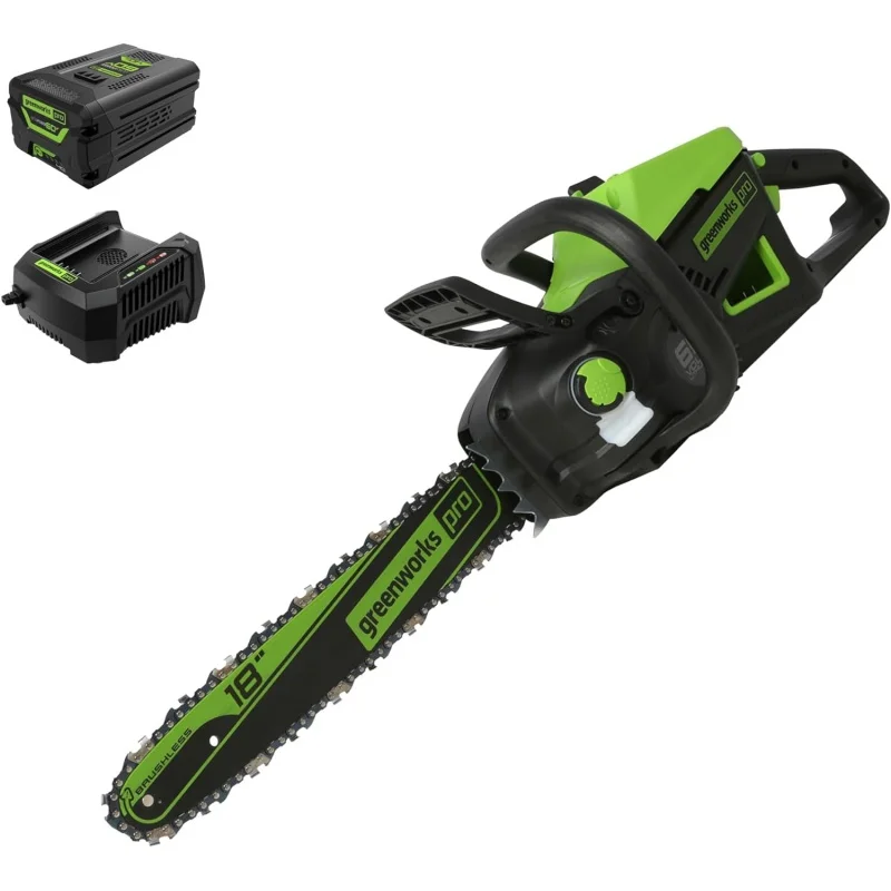 60V 18" Brushless Cordless Chainsaw, 4.0Ah Battery and Charger Included