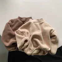 Winter New Baby Fleece Sweatshirt Boys Girls Solid Warm Pullover Plus Velvet Thick Toddler Casual Versatile Tops Kids Clothes 1