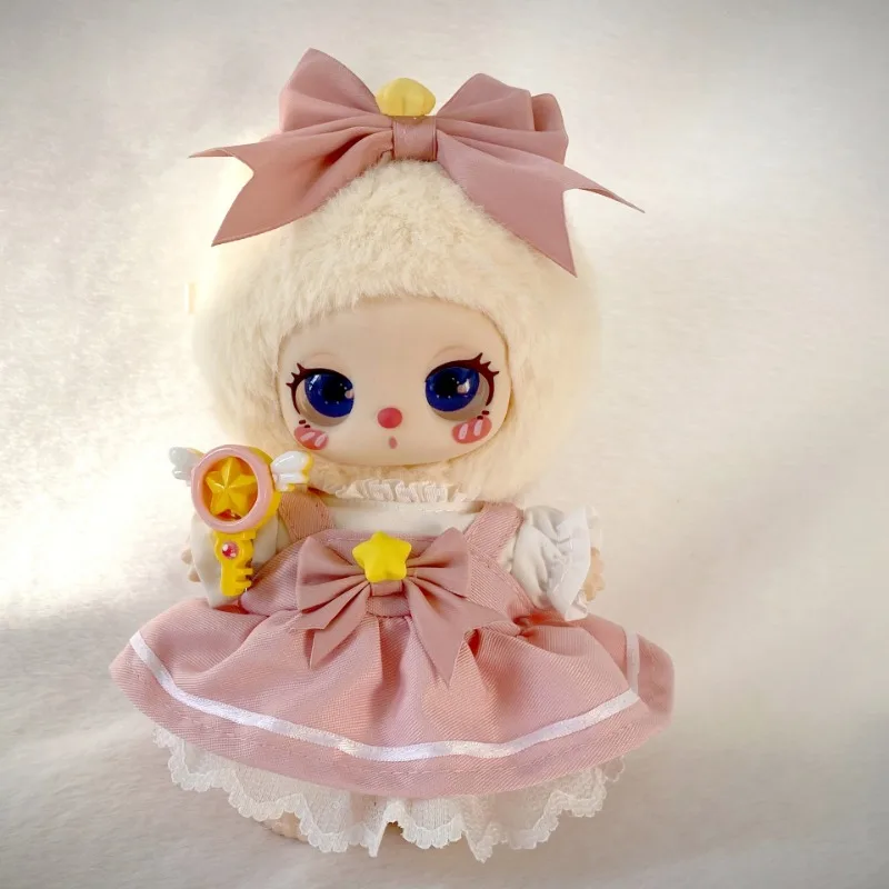 17cm Labubu Sweet and Cute Set Toy Lila 600% DIY Accessories Kawaii Korean Kpop Labubu Idol Skirt Doll Clothing Sakura Magic