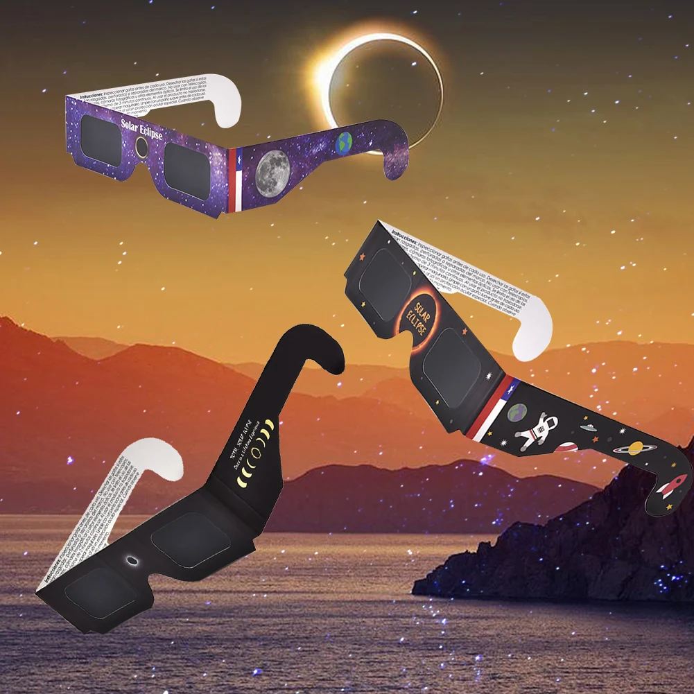 1-8pcs Paper Solar Eclipse Glasses Random Color Protect Eyes Anti-uv Viewing Glasses Safe Shades Observation Solar solar eclipse glasses