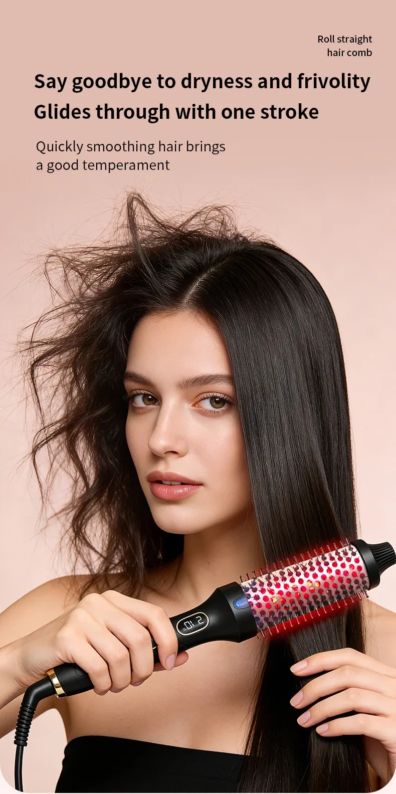 Escova alisadora e modeladora de cabelo profissional com aquecimento ptc_voghion.com