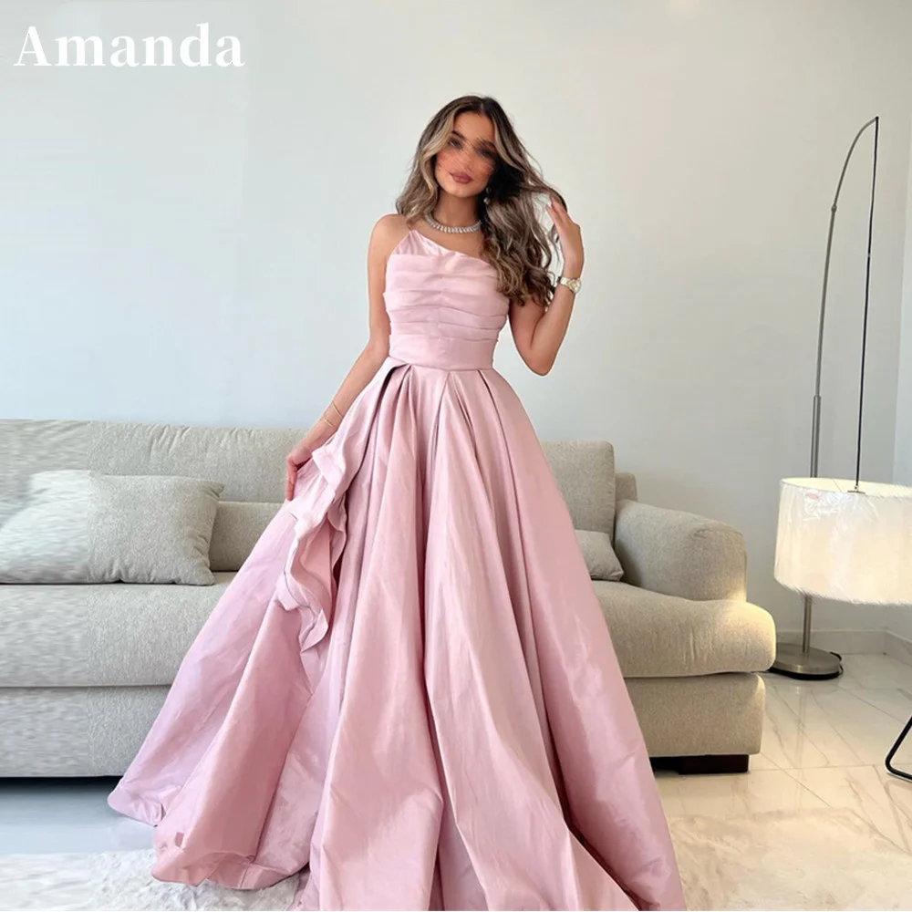 

Amanda Sexy Strapless Ball Gown Prom Dress Grace Light Pink Party Dress Satin Evening Dress Simple Ball Gown Evening Dress