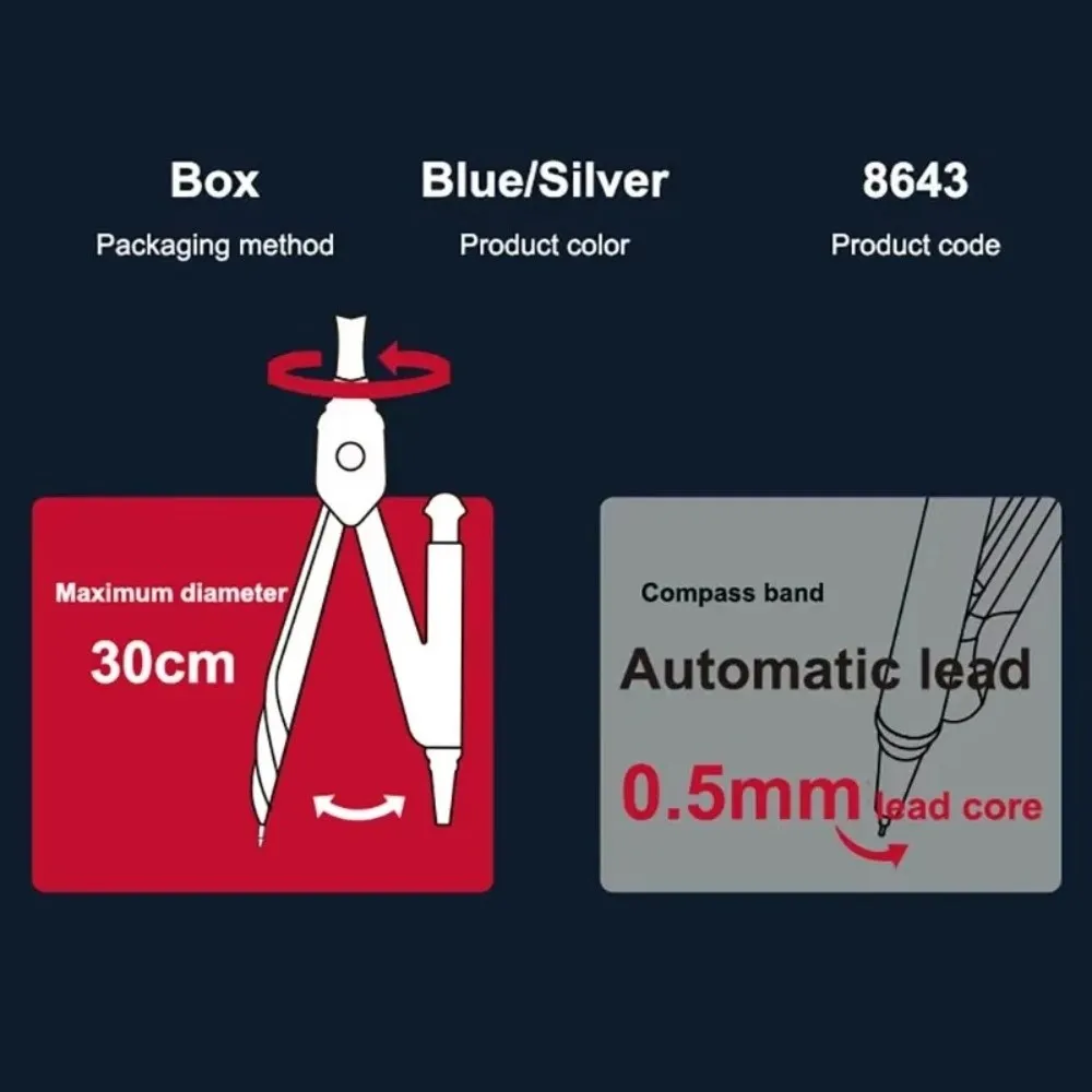1-30cm 직경 가죽 게이지 스테인레스 스틸 조절 가능 학생용 컴퍼스 전문 금속 도구 원형 그리기 도구