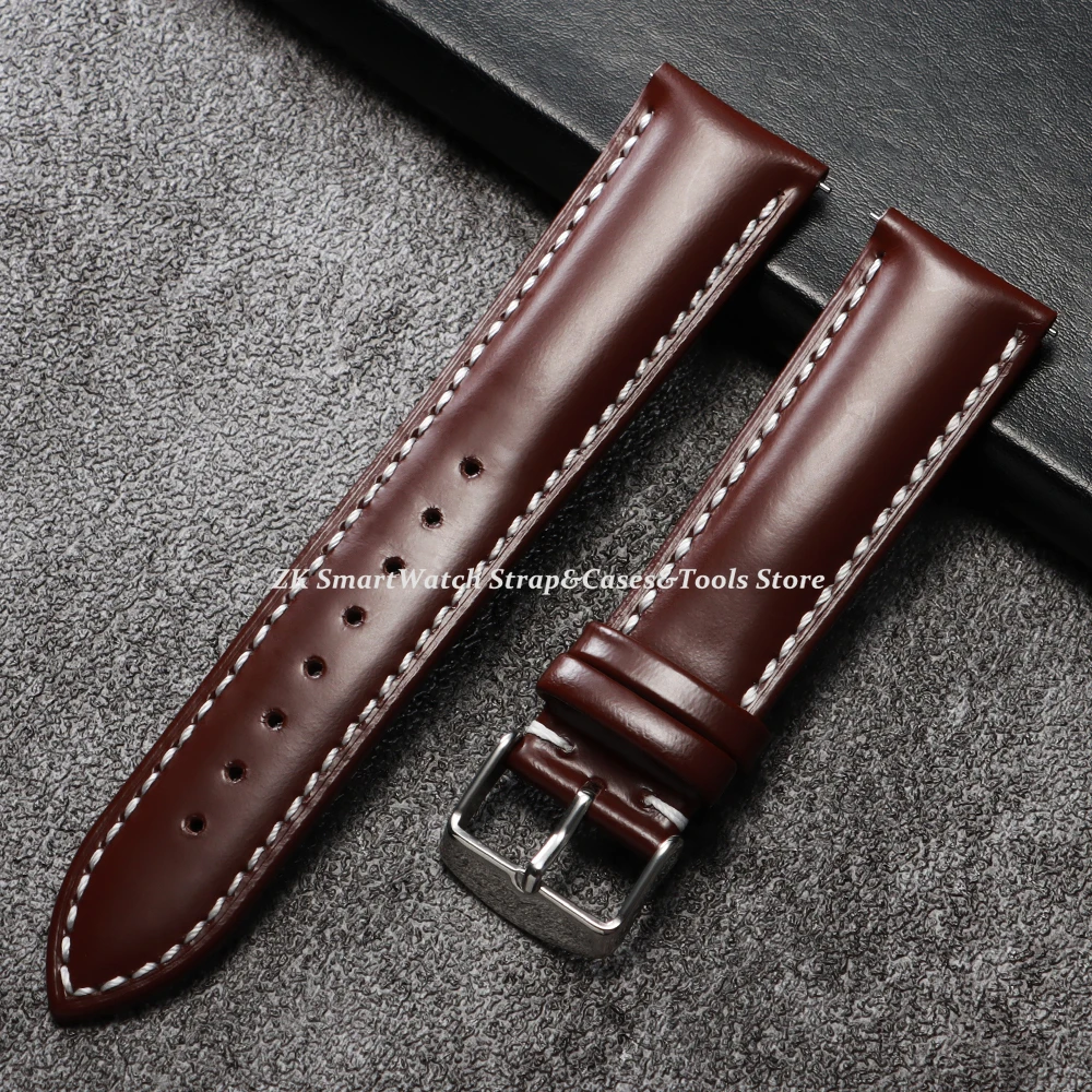 20mm 22mm Universal geöltes Leder Uhrenarmband Schnellverschluss-Armbänder Braun Schwarz Echtlederarmband für Samsung Watch 7/6/5/4 – Detail 10