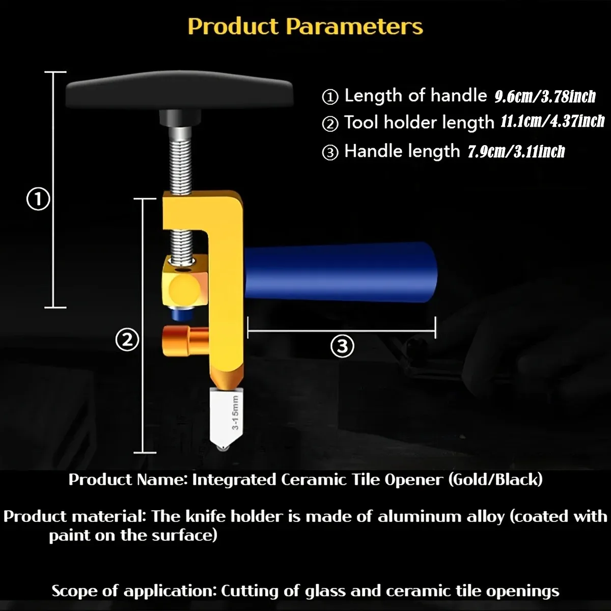 Cortador de azulejos de ceramica y vidrio 2 en 1, abridor, alicates, rueda de azulejos, rodillo de diamante, corte M