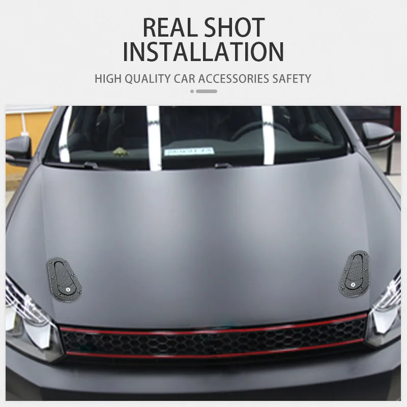 Carbon Fiber Car Hood Lock With Key Universal Auto Pin Engine Bonnet Latch Safety Protection Kit Refitting Exterior Accessories