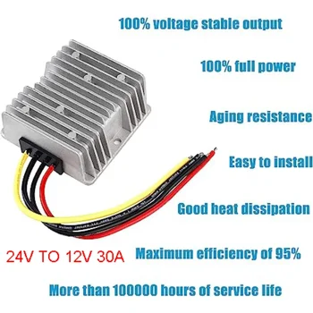 เครื่องแปลง15A 10A 24V ถึง12V 20A แบบสเต็ปดาสเต็ปดานตัวควบคุมแรงดันไฟฟ้า DC บั๊ก24V-12V สำหรับรถยนต์เรือพลังงานแสงอาทิตย์ 1